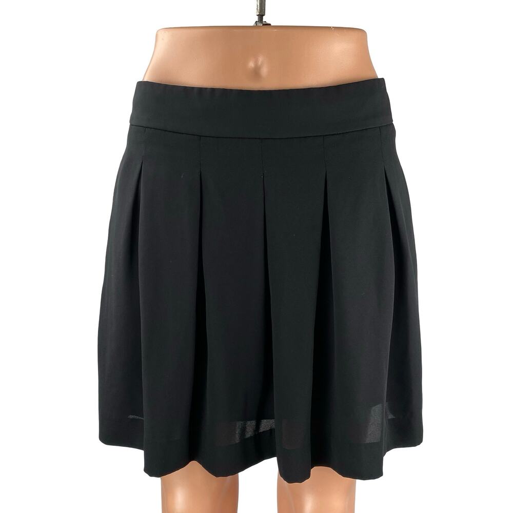 Banana Republic Womens Black Pleated High Rise Mini Skater Flare A-Line Skirt 4P